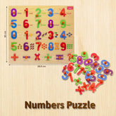 Funskool Number Wooden 123 Puzzle Shape & 6 Numerical Operators Game (16 Pcs) for Kids 3 Years & Above